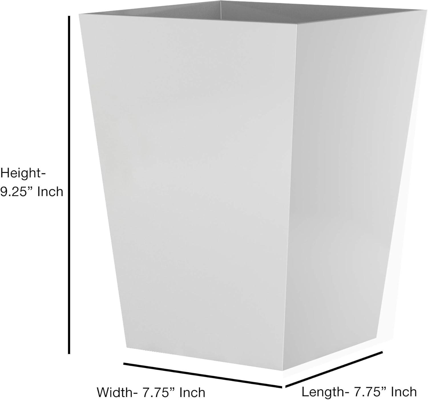 Radiant White Polished Plastic Square Waste Basket