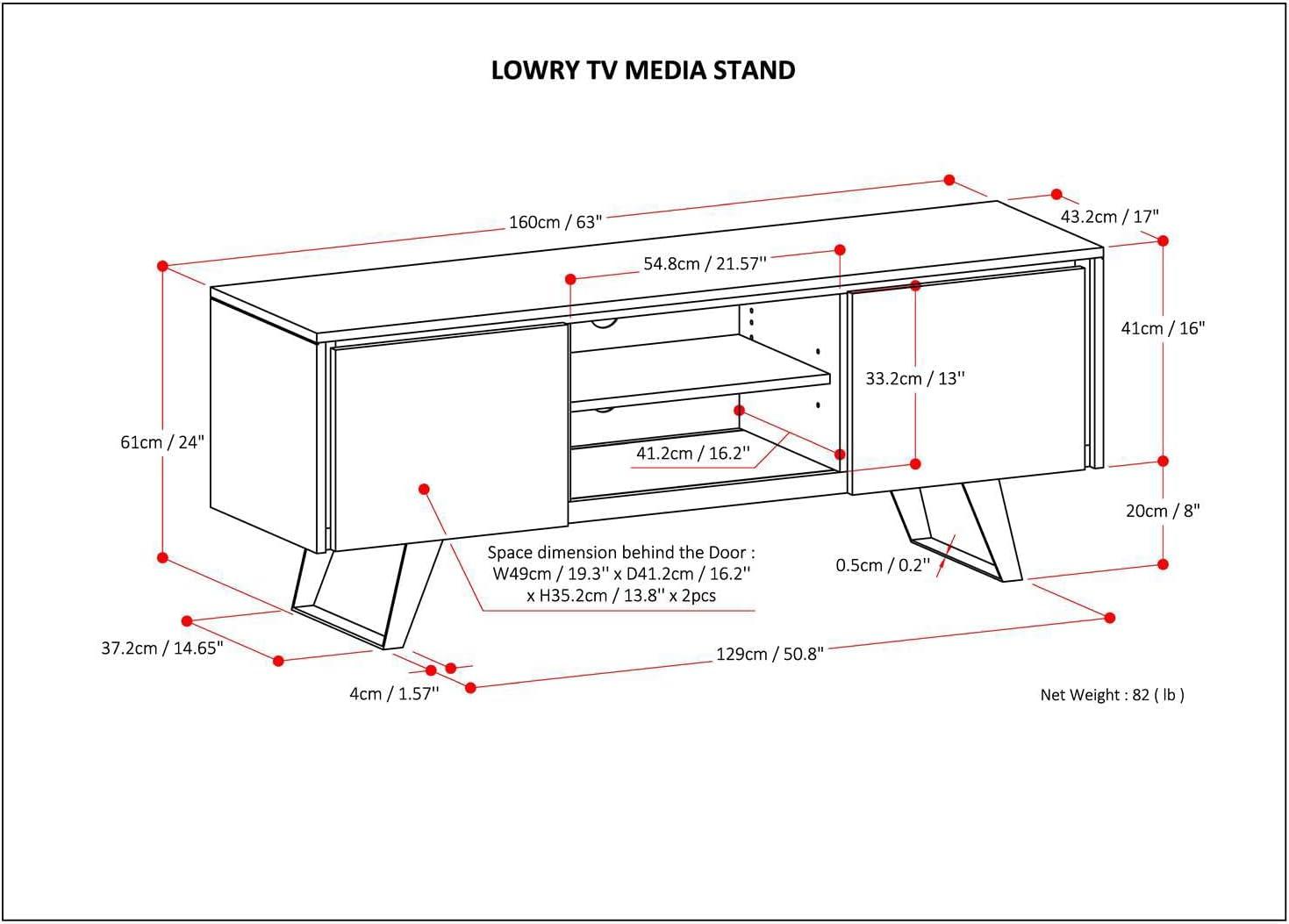 Simpli Home Lowry 63 inch Wide Modern Industrial TV Media Stand in Oak For TVs up to 70 inches