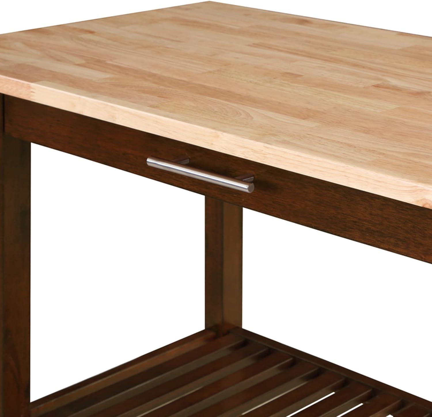 Convenience Concepts Designs2Go 3 Tier Butcher Block Kitchen Prep Island with Drawer, Espresso/Butcher Block