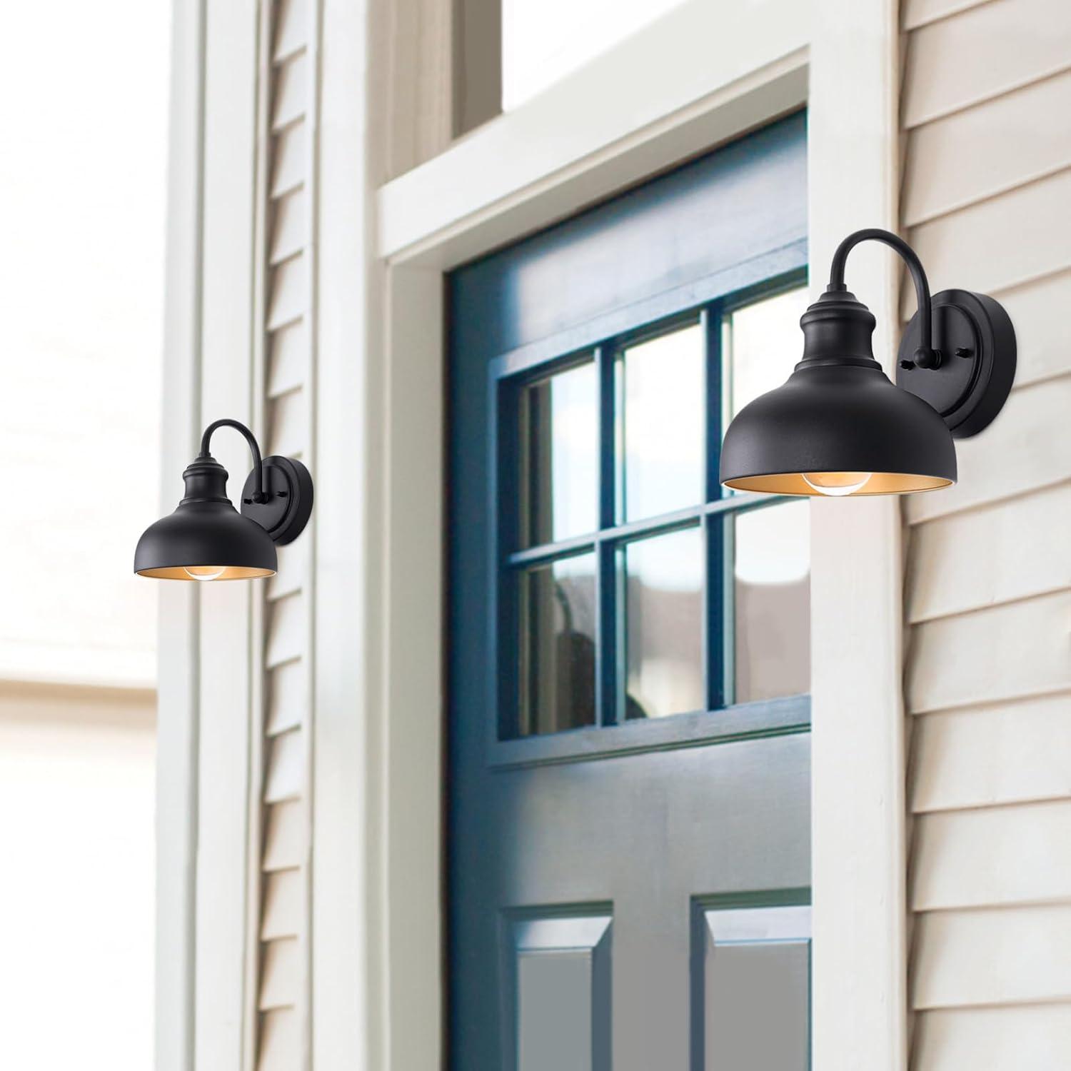 GOALPLUS Black Outdoor Gooseneck Light for Barn, Small Farmhouse Exterior Light Fixtures