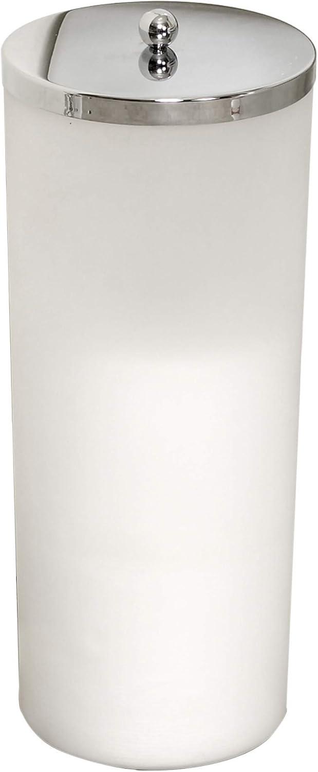 Frosted White Plastic Toilet Paper Canister with Stainless Steel Lid