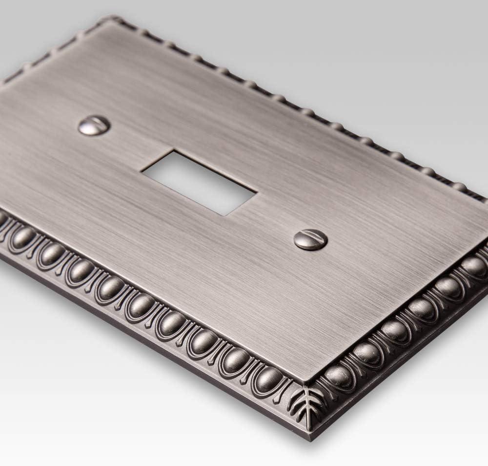 Amerelle 90TTAN Egg & Dart Wallplate, 2 Toggle, Cast Metal, Antique Nickel, 1-Pack