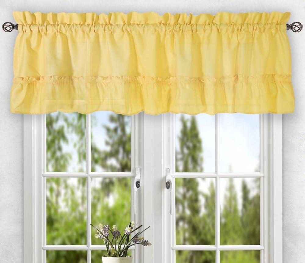 Ellis Stacey 1.5" Rod Pocket High Quality Fabric Solid Color Window Balloon Valance 60"x15" Yellow