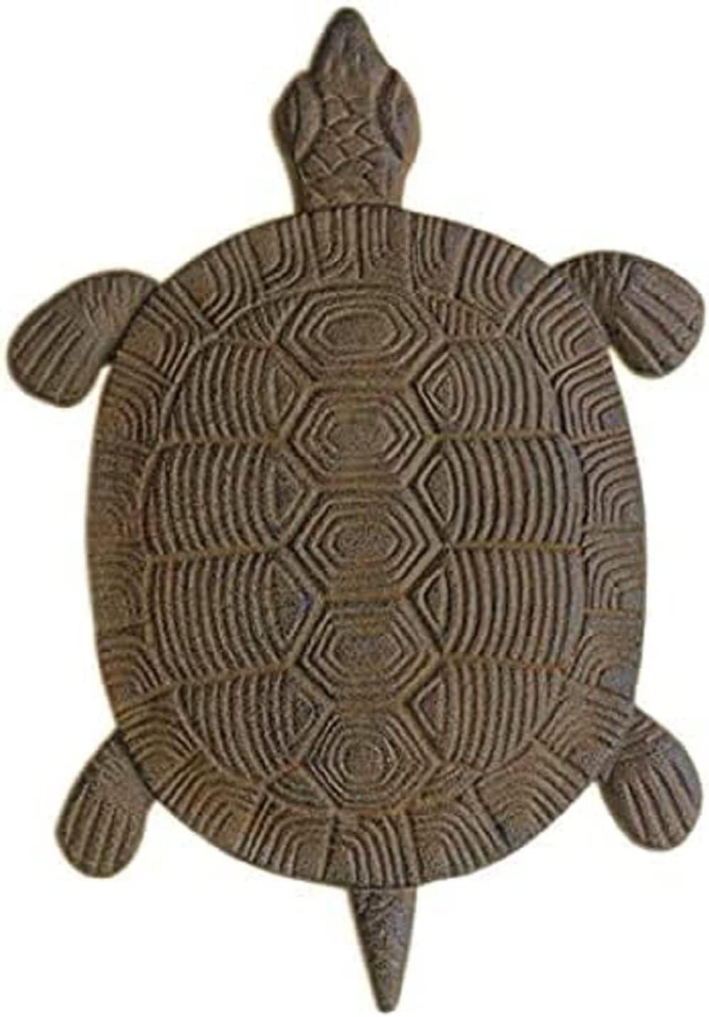 Turtle Stepping Stone Paver Distressed Brown Cast Iron 13" Long