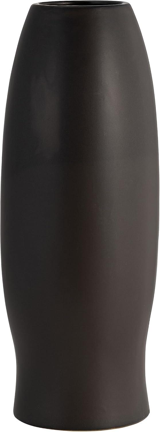 Sagebrook Home 14" Ceramic Face Vase - Ceramic Table Decor, Rustic Decorative Centerpiece For Home, Wedding, Office Decor - Black Vase Decor