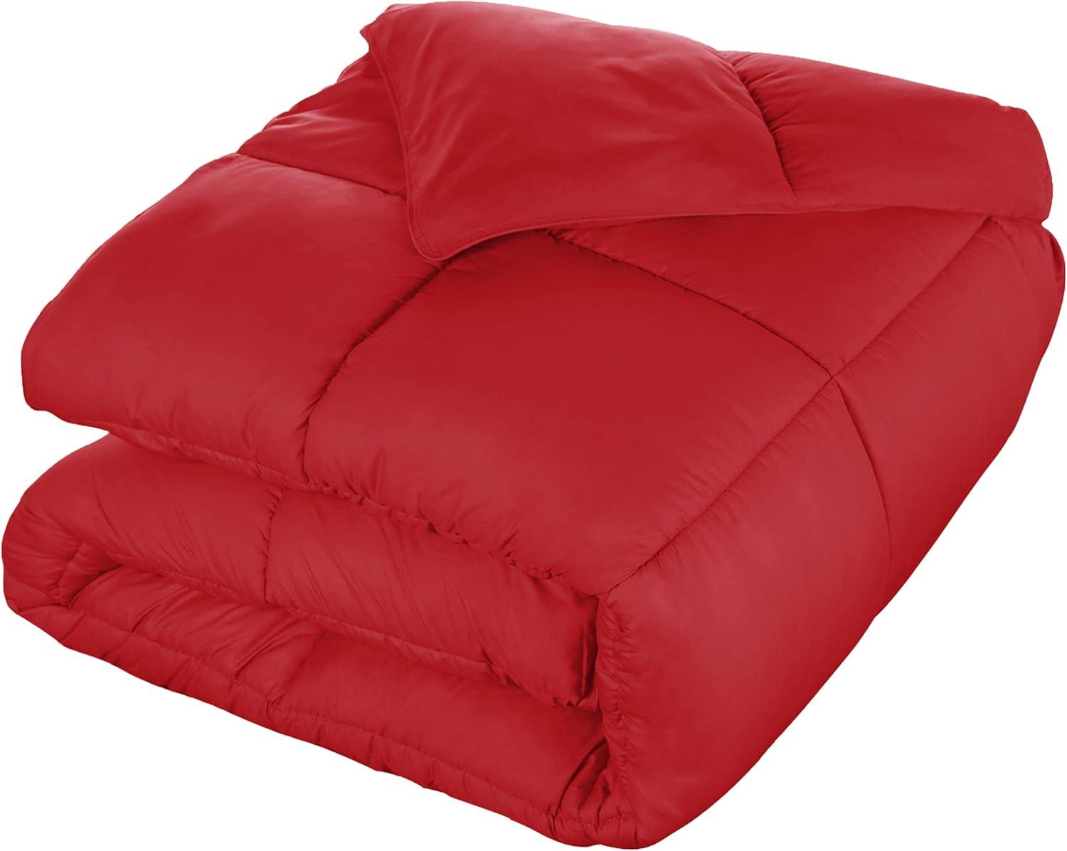 Twin Red Microfiber Reversible Comforter with Down Alternative Fill