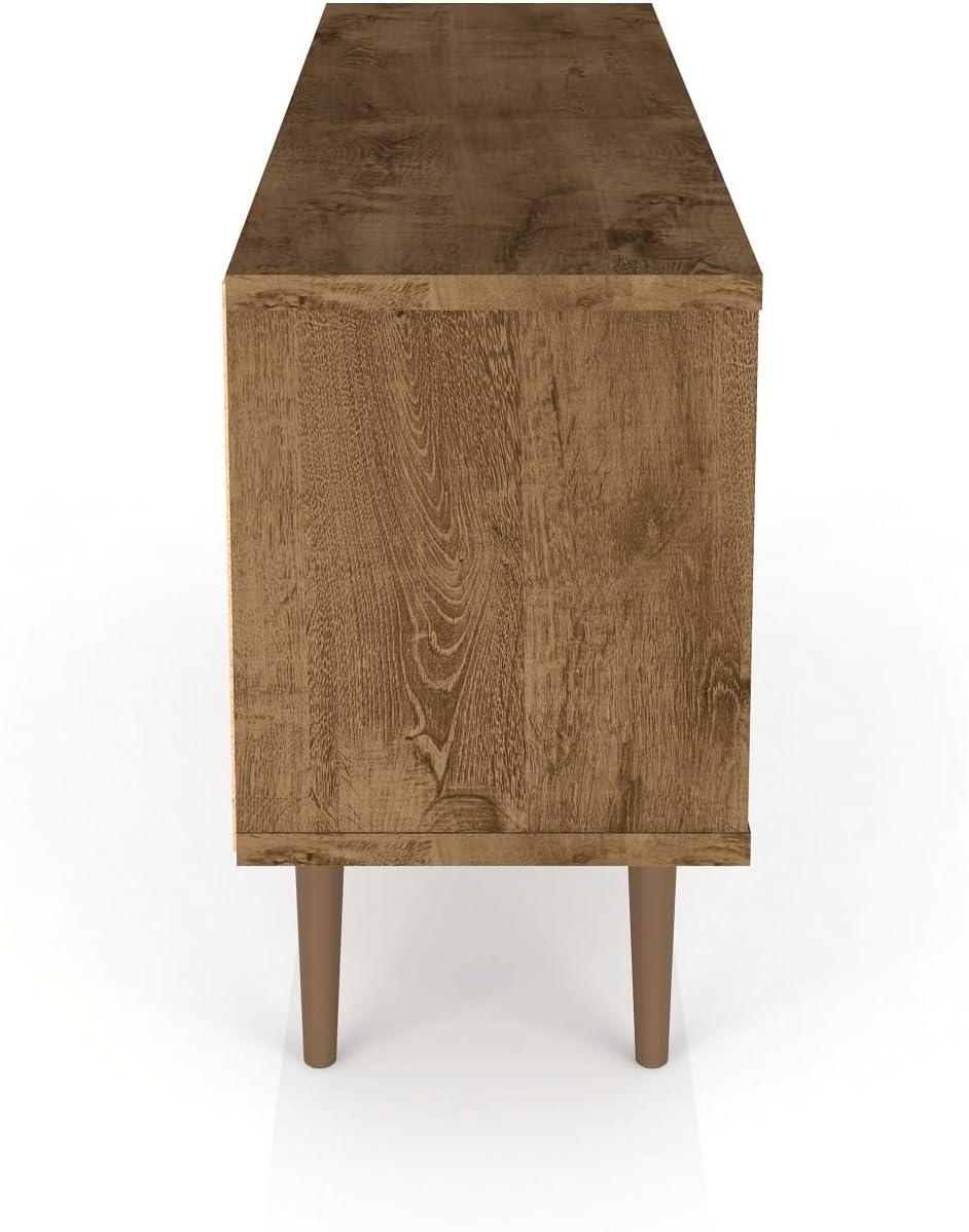 Liberty 53.14" Mid-Century Modern TV Stand with 5 Shelves and 1 Door  with Solid Wood Legs