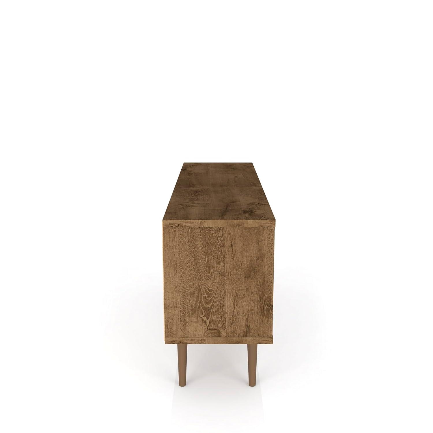 Liberty 53.14" Mid-Century Modern TV Stand with 5 Shelves and 1 Door  with Solid Wood Legs