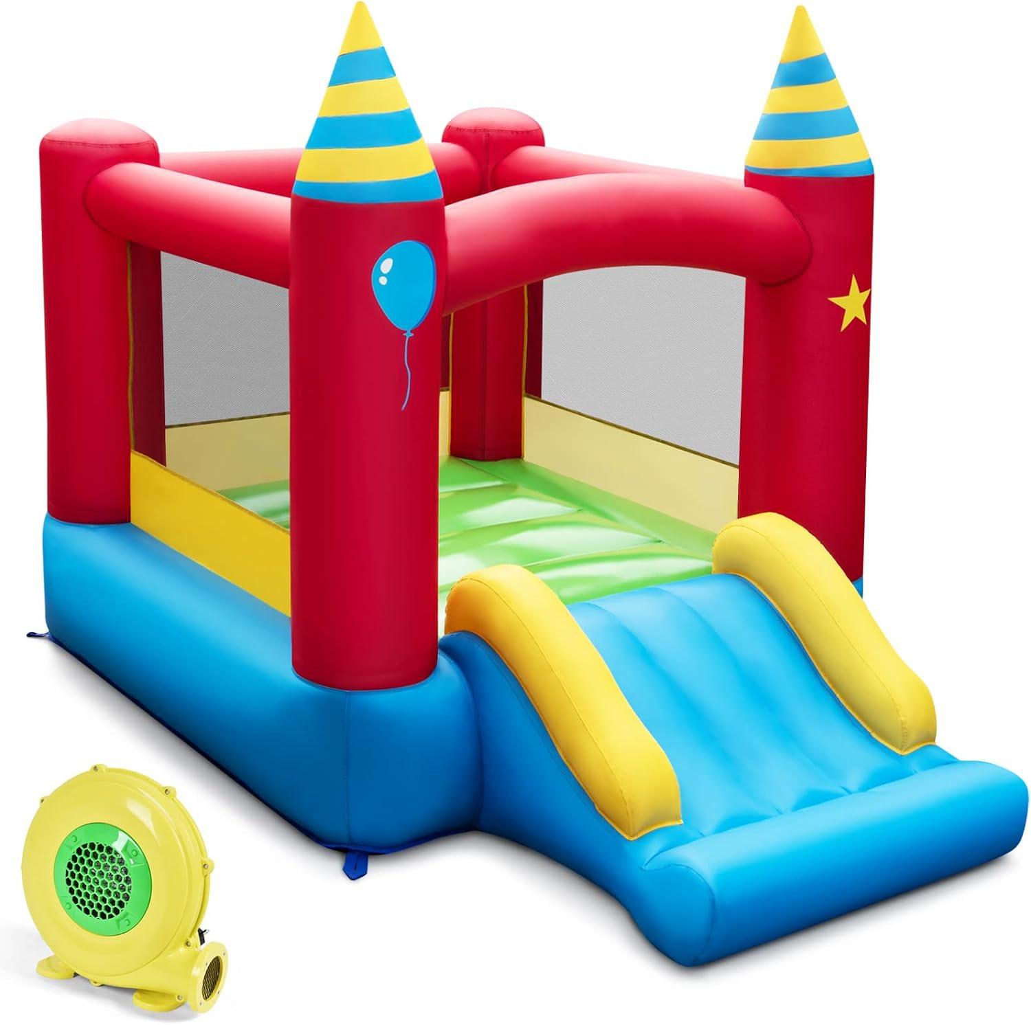 Costway Inflatable Bounce Castle Kids Jumping Bouncer Indoor Outdoor with 480W Blower