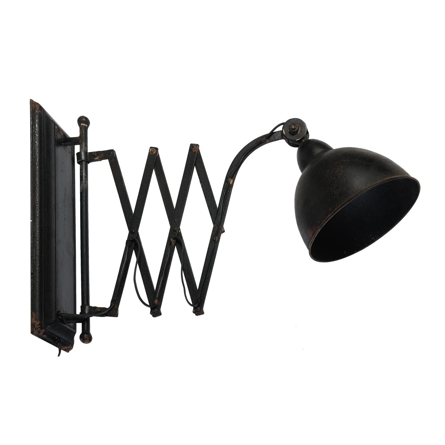 Antique Black Iron Accordion Arm Wall Sconce, 18 inch