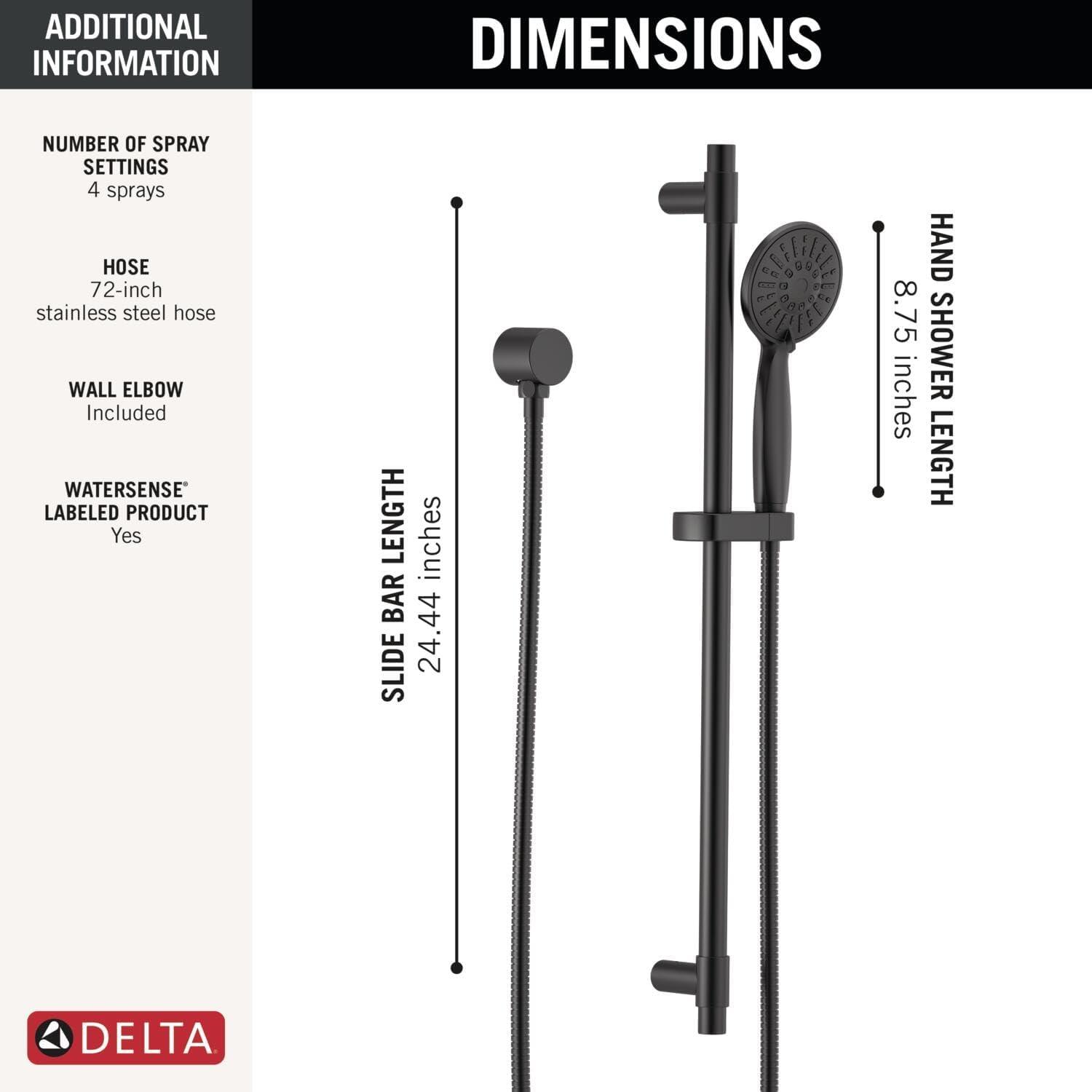 Matte Black Adjustable Wall Mounted Handheld Shower System