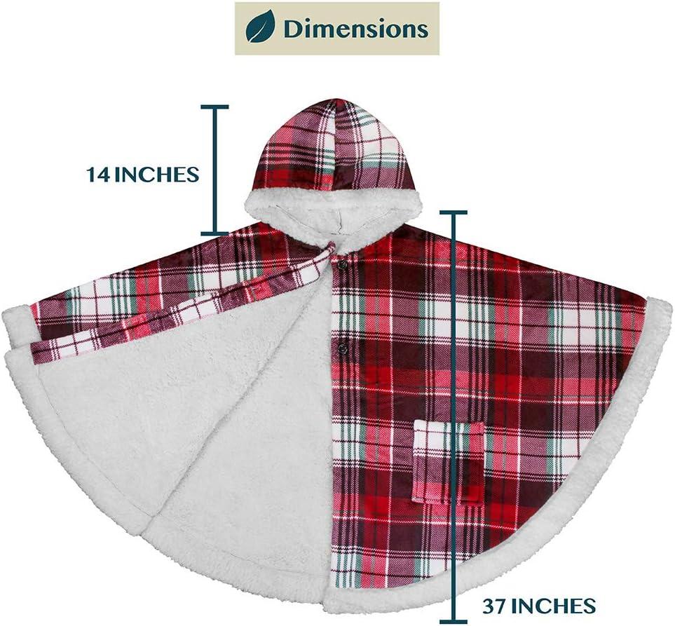 PAVILIA Angel Wrap Hooded Blanket for Women Adult, Wearable Cozy Wrap Throw Fleece Shawl Cape, Tartan Plaid/Faux Shearling