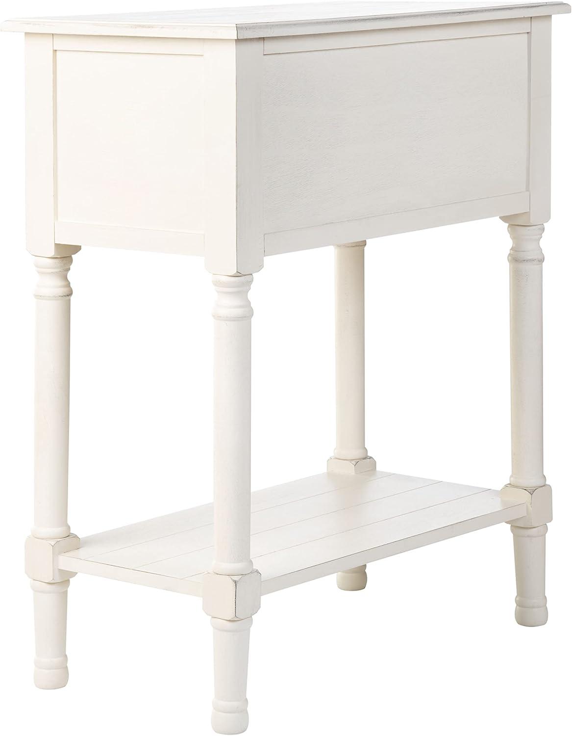 Primrose Distressed White Metal & Wood Console Table with Storage