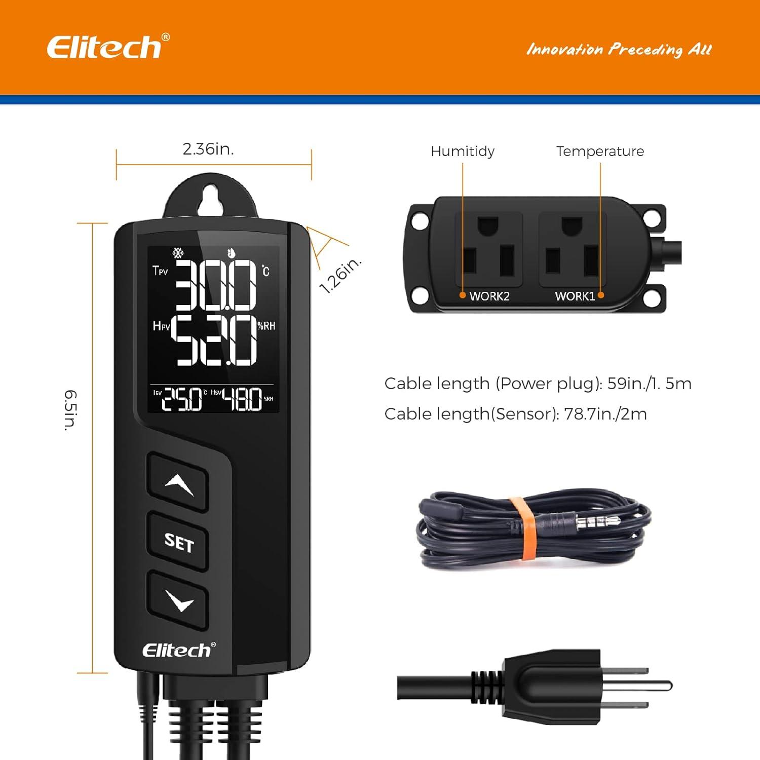 Elitech Black Digital Temperature Controller with LCD Display