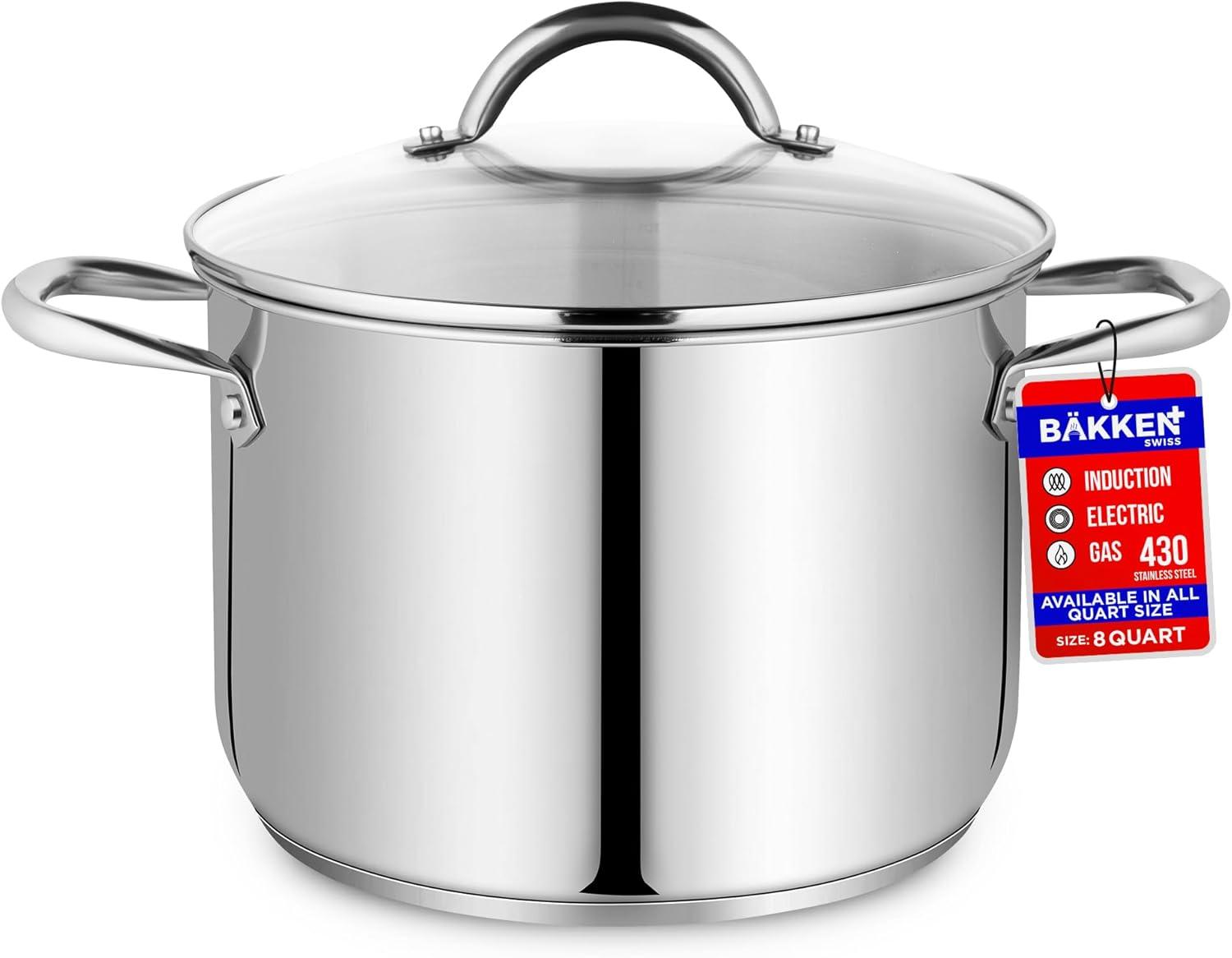 Bakken-Swiss 8-Quart Stainless Steel Stockpot with Glass Lid