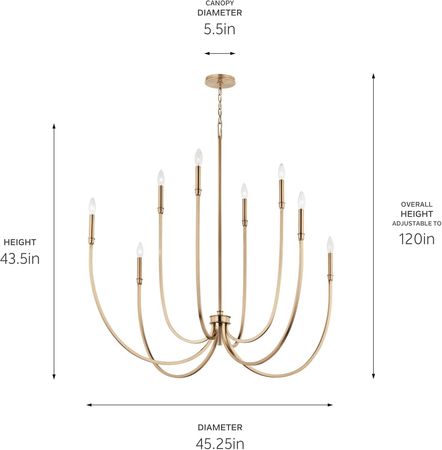 Champagne Bronze 8-Light Candle Style Chandelier