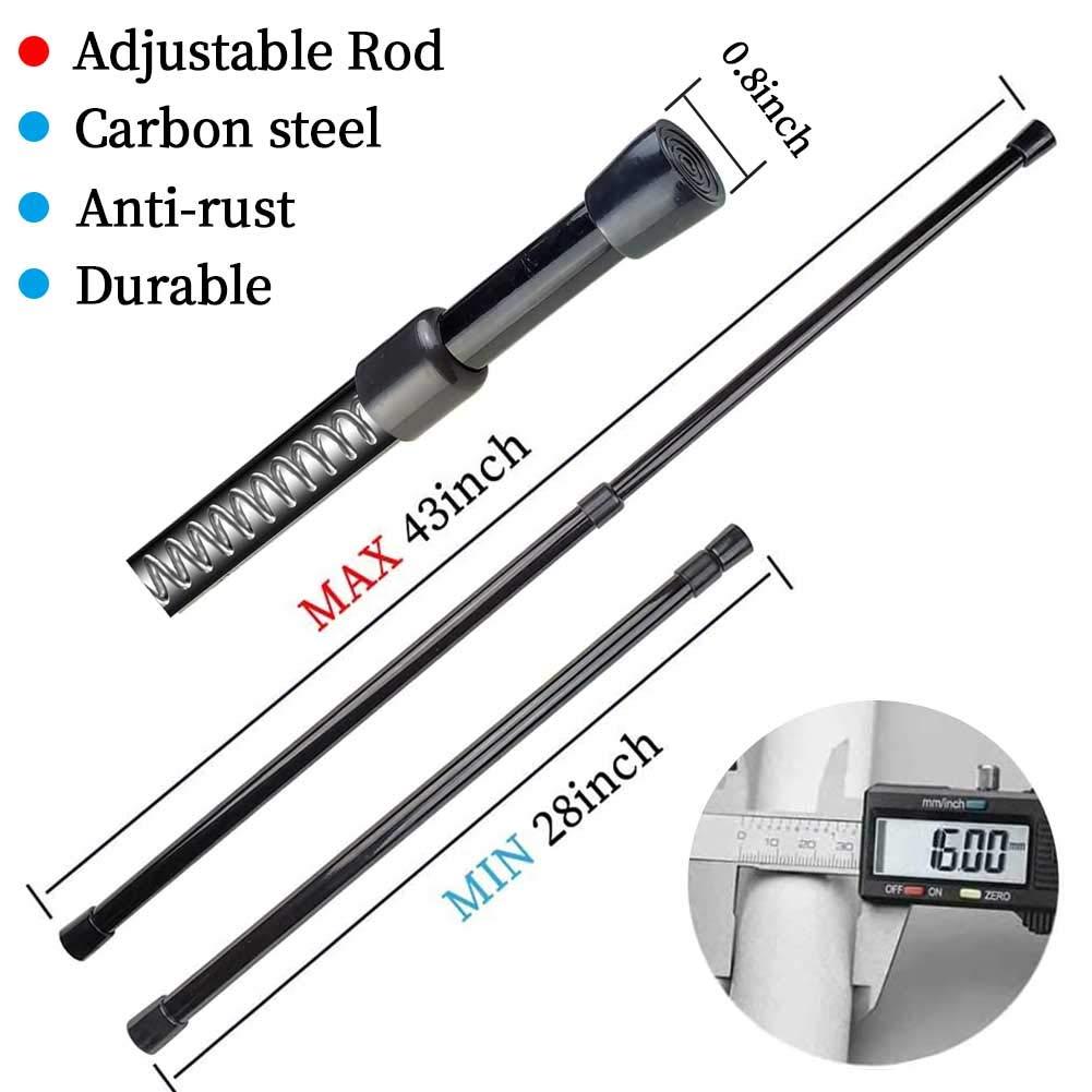 2pcs Spring Tension Curtain Rod?28-43 Inches Adjustable Expandable Pressure Black Curtain Tension Rods For Kitchen, Bathroom, Window,Home