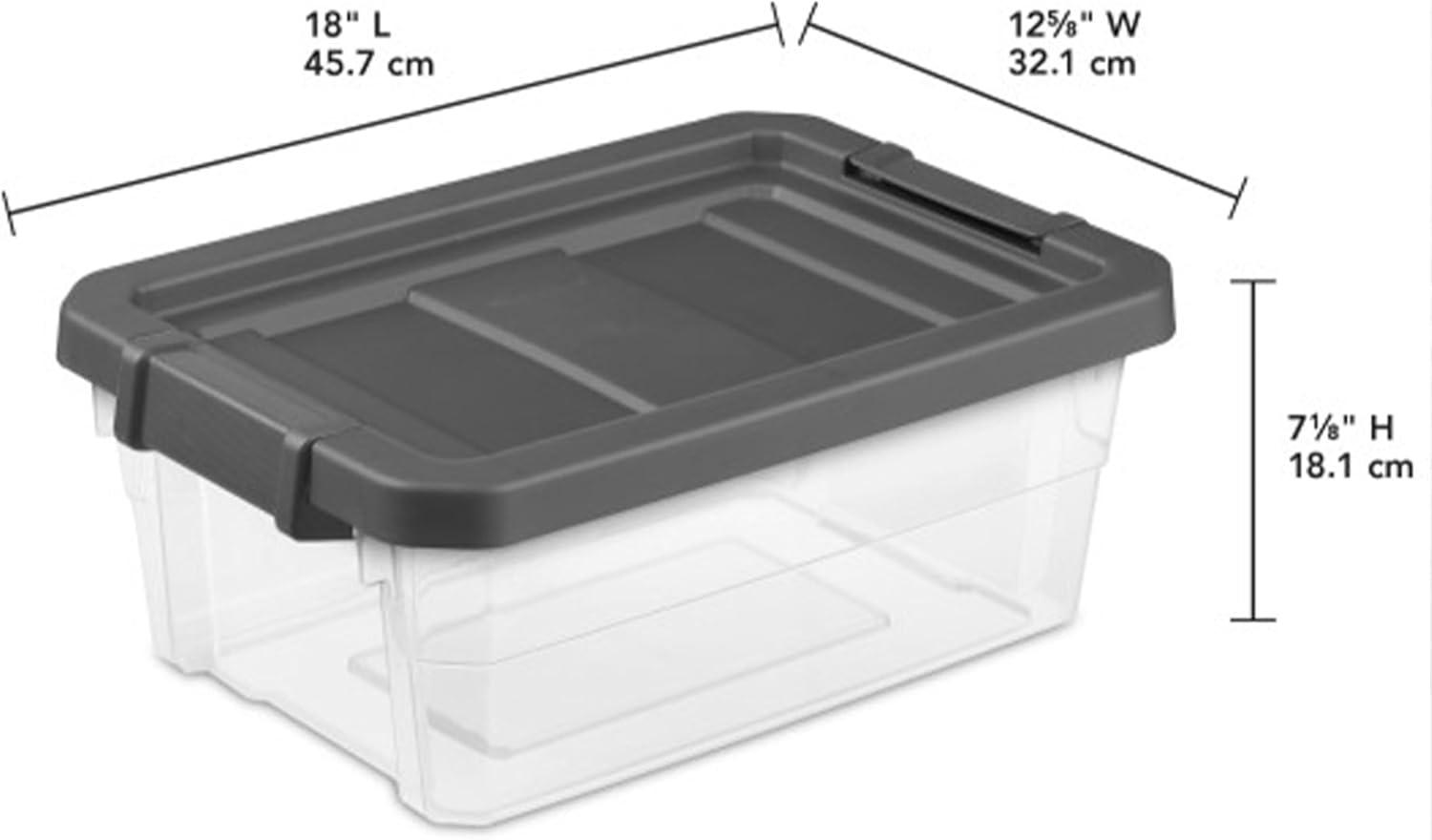 Sterilite 16 Qt. Stacker Box Plastic, Flat Gray