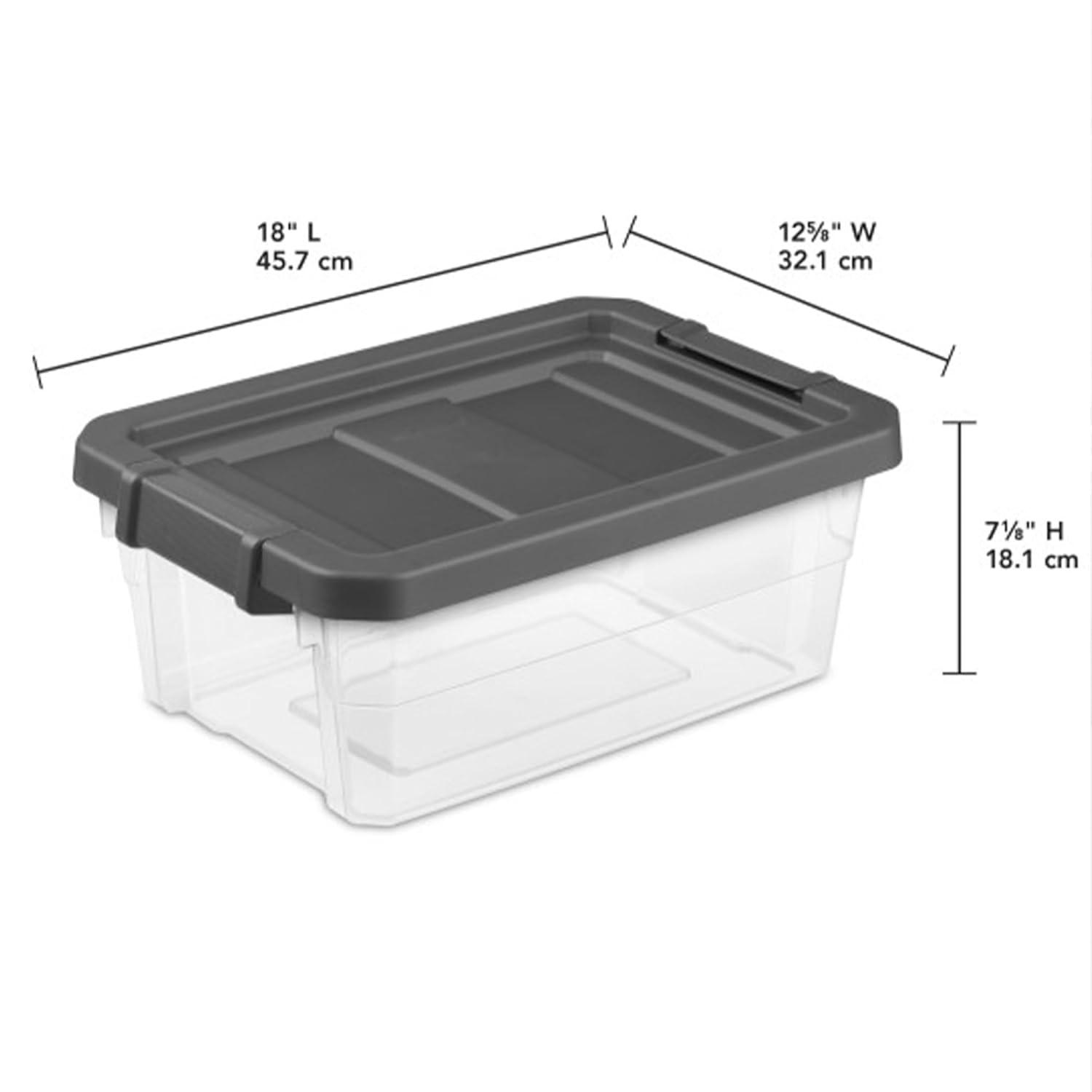 Sterilite 16 Qt. Stacker Box Plastic, Flat Gray