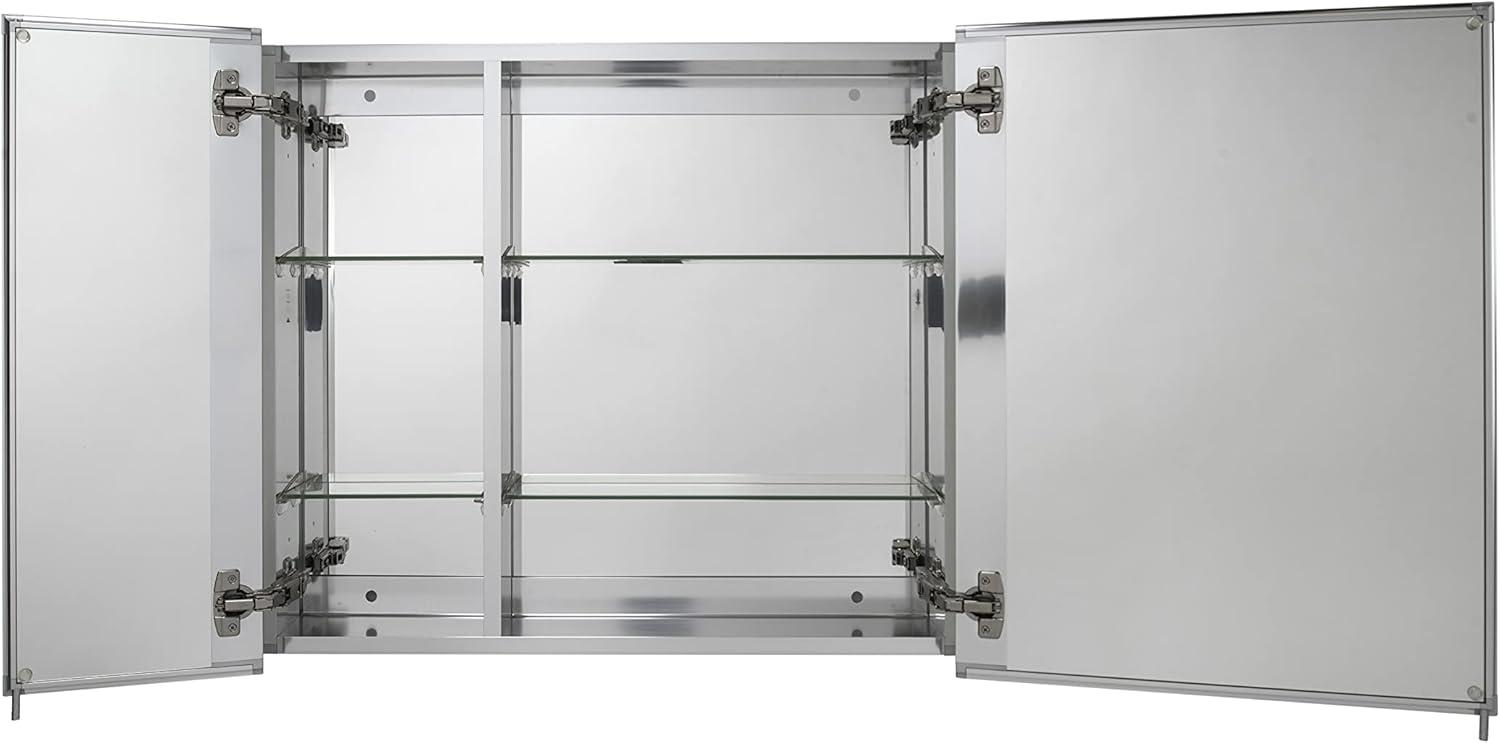 Croydex Halton Double Door Aluminium Bathroom Medicine Cabinet in Chrome (30x26in)