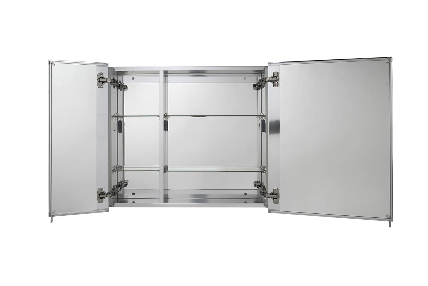 Croydex Halton Double Door Aluminium Bathroom Medicine Cabinet in Chrome (30x26in)
