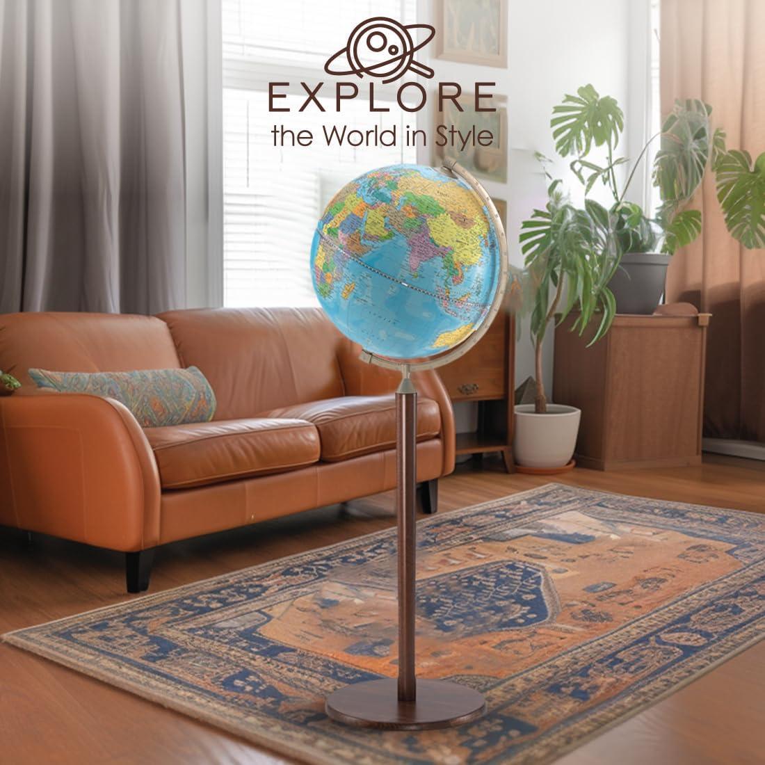 Vasco Da Gama Blue Globe with Hardwood Stand