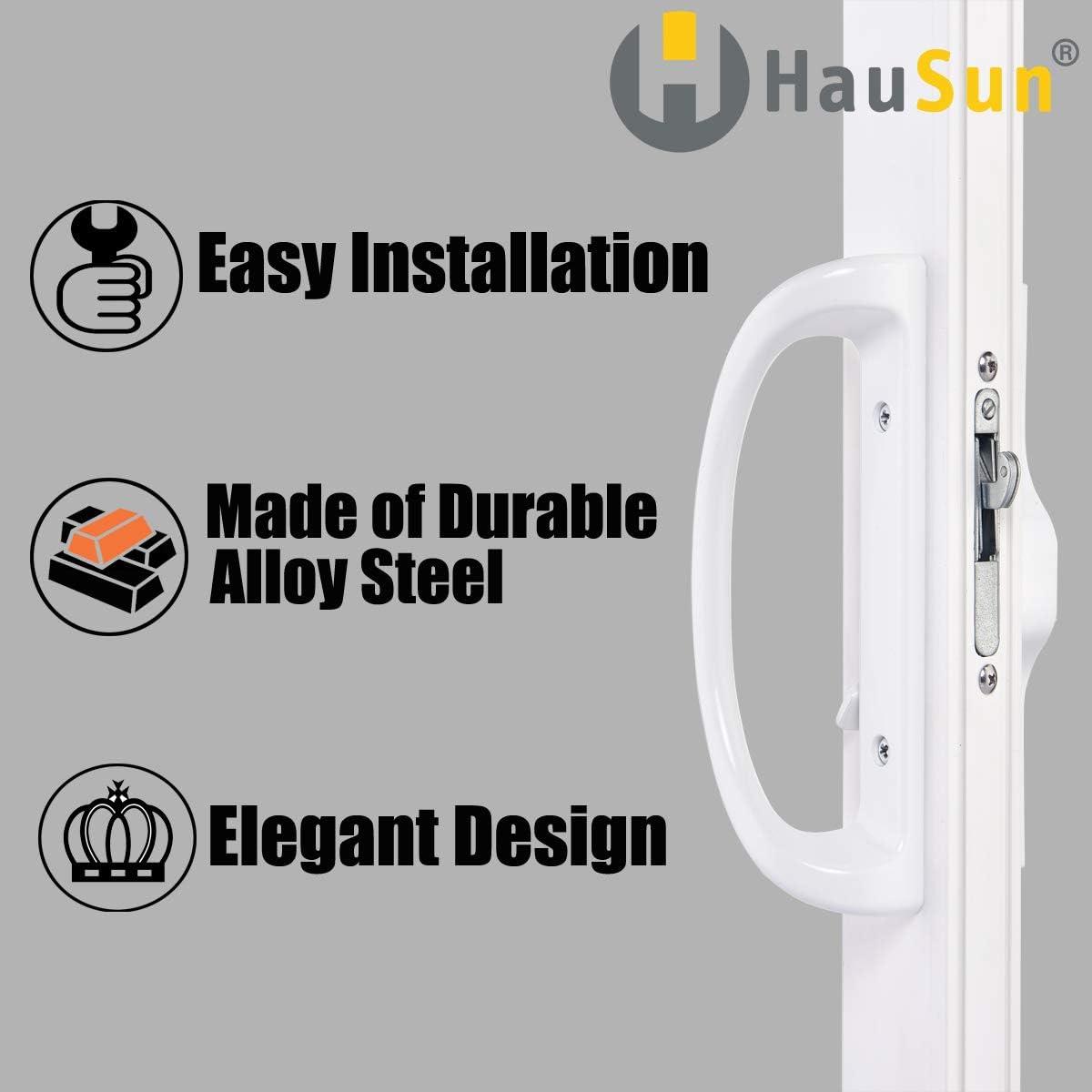 Patio Door Handle Set + Mortise Lock 45ّ Perfect Replacement for Sliding Glass Door Fits 3-15/16" Screw Hole Spacing, Non-keyed with Mortise Latch Locks,White Diecast,Reversible Design(Non-H