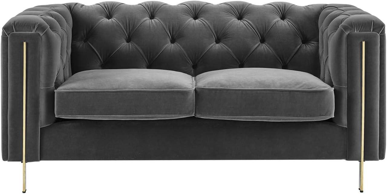 Charlene 66'' Gray Velvet Tufted Chesterfield Loveseat