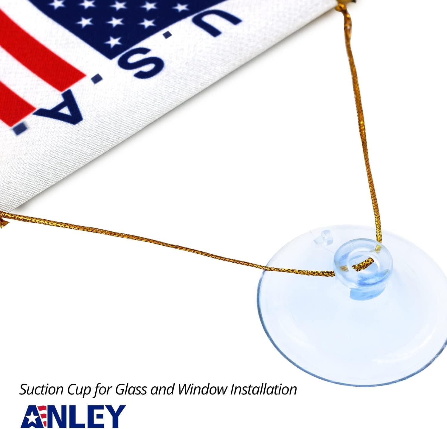 Anley 4 X 6 Inch USA Fringy Window Hanging Flag - American Hanging Flag