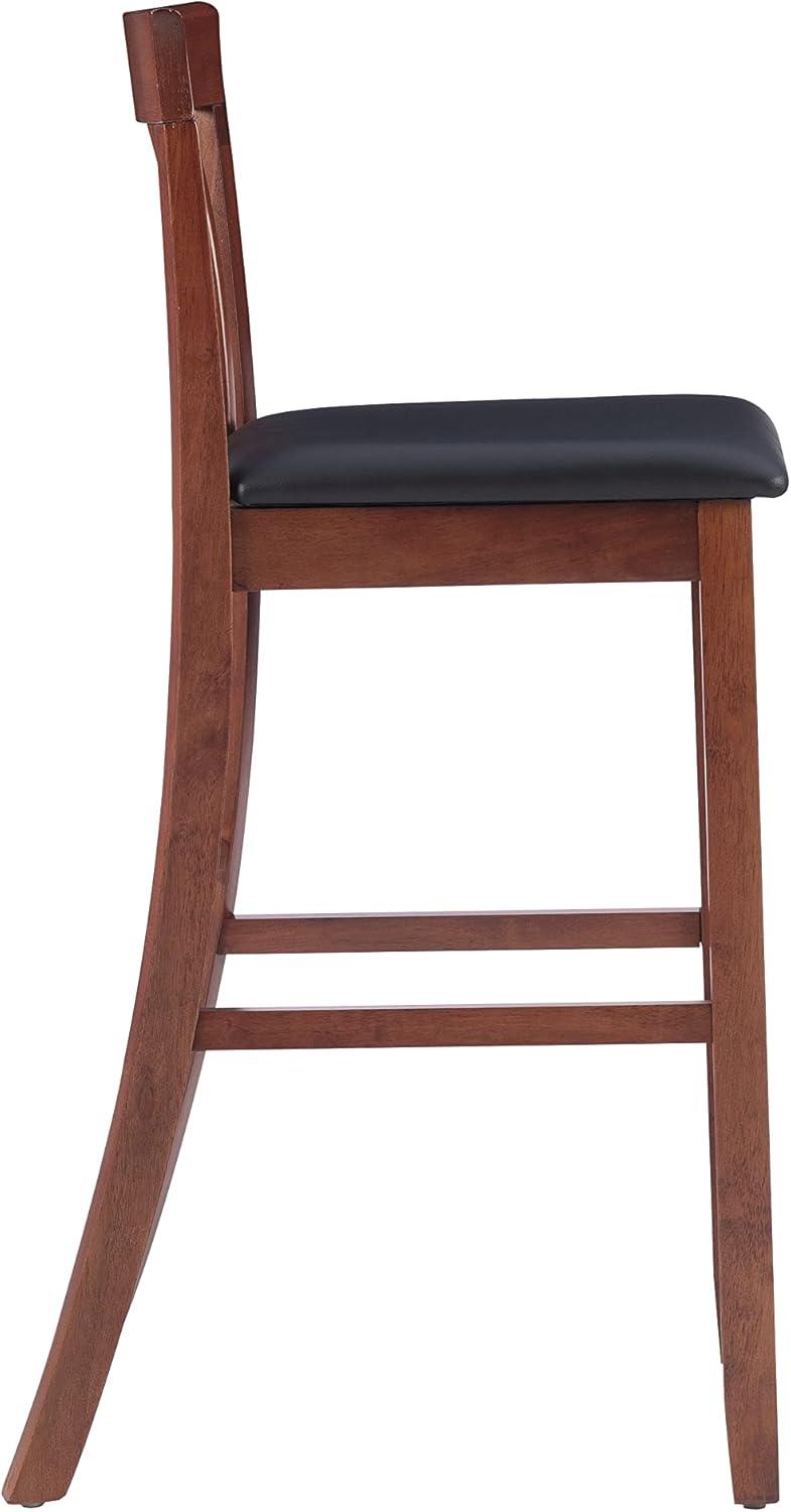 30" Torino Craftsman Padded Seat Barstool Hardwood/Dark Cherry - Linon: Rubberwood, 31" High
