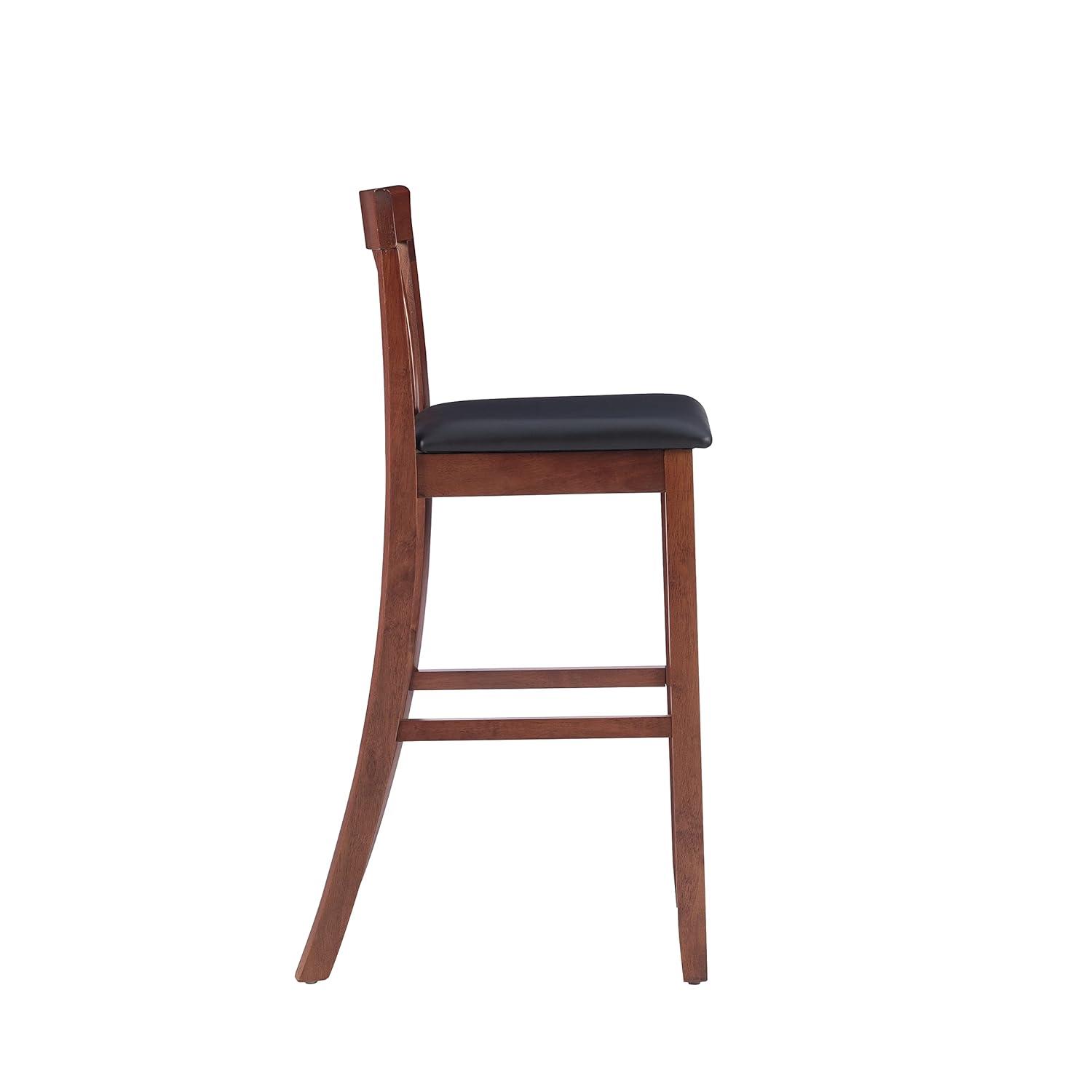30" Torino Craftsman Padded Seat Barstool Hardwood/Dark Cherry - Linon: Rubberwood, 31" High