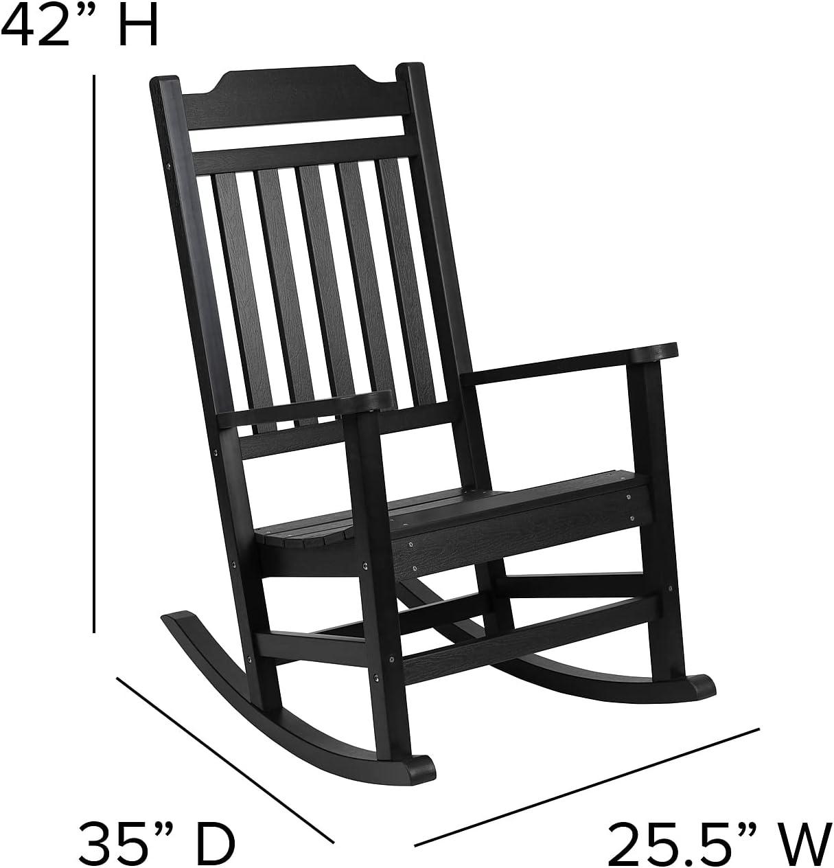 Sleek Black Poly Resin All-Weather Rocking Chair