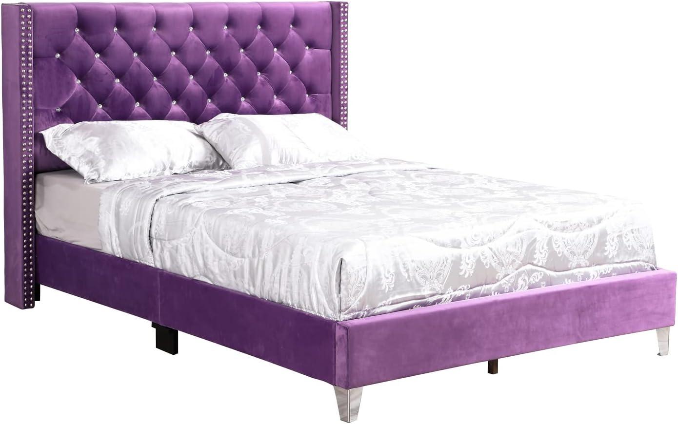 Glory Furniture Julie G1921-QB-UP Queen Upholstered Bed, Purple