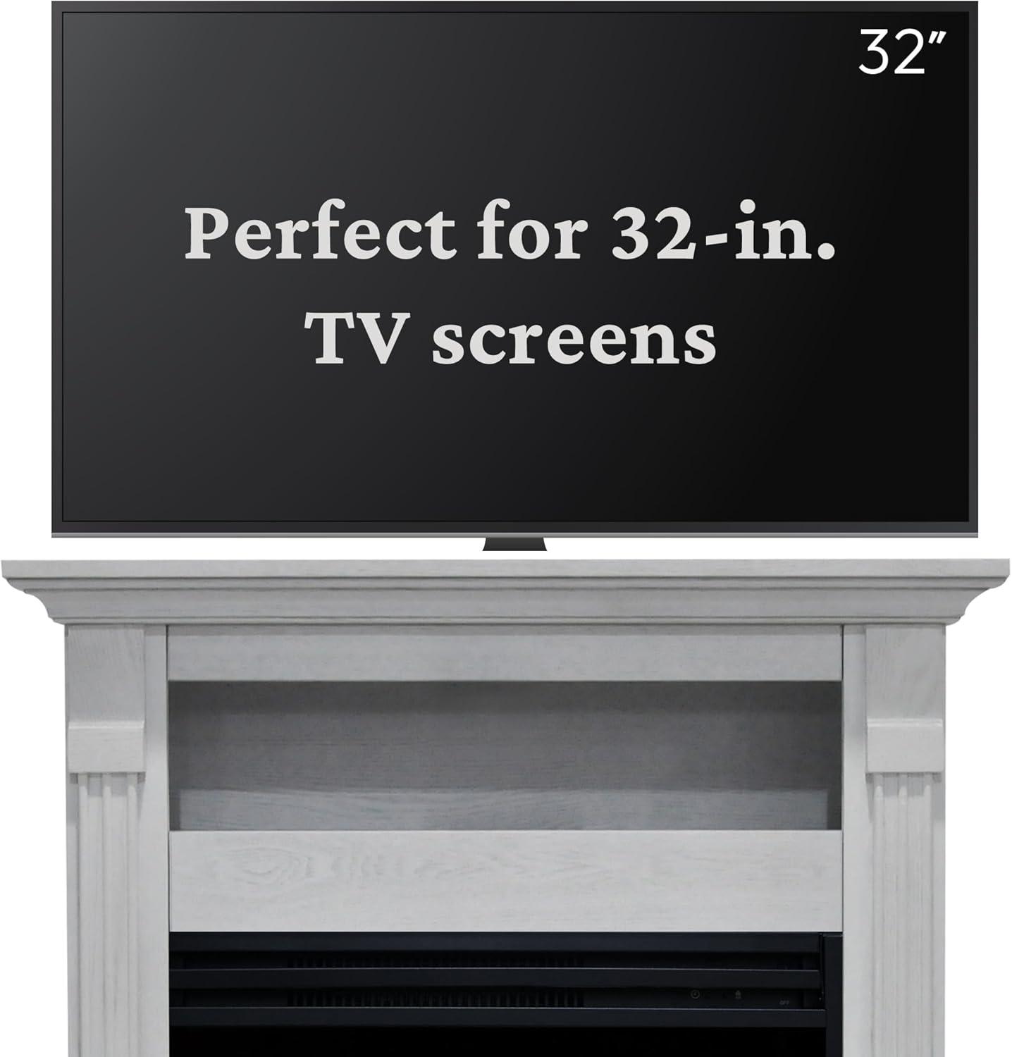 Cambridge Sienna 34'' Freestanding Electric Fireplace with Remote| Multi-Color Flame| Log Insert | White Mantel | For Rooms up to 210 Sq.Ft. | Adjustable Heat Settings | Timer