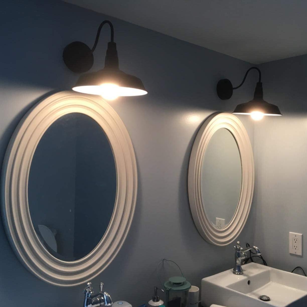 BRIGHTESS #80 Retro Black Wall Sconce Lighting Gooseneck Barn Flat Lights Industrial Vintage Farmhouse Wall Lamp Outside Led Light Fixtures E26 Bathroom Kitchen Bedroom Hardwired