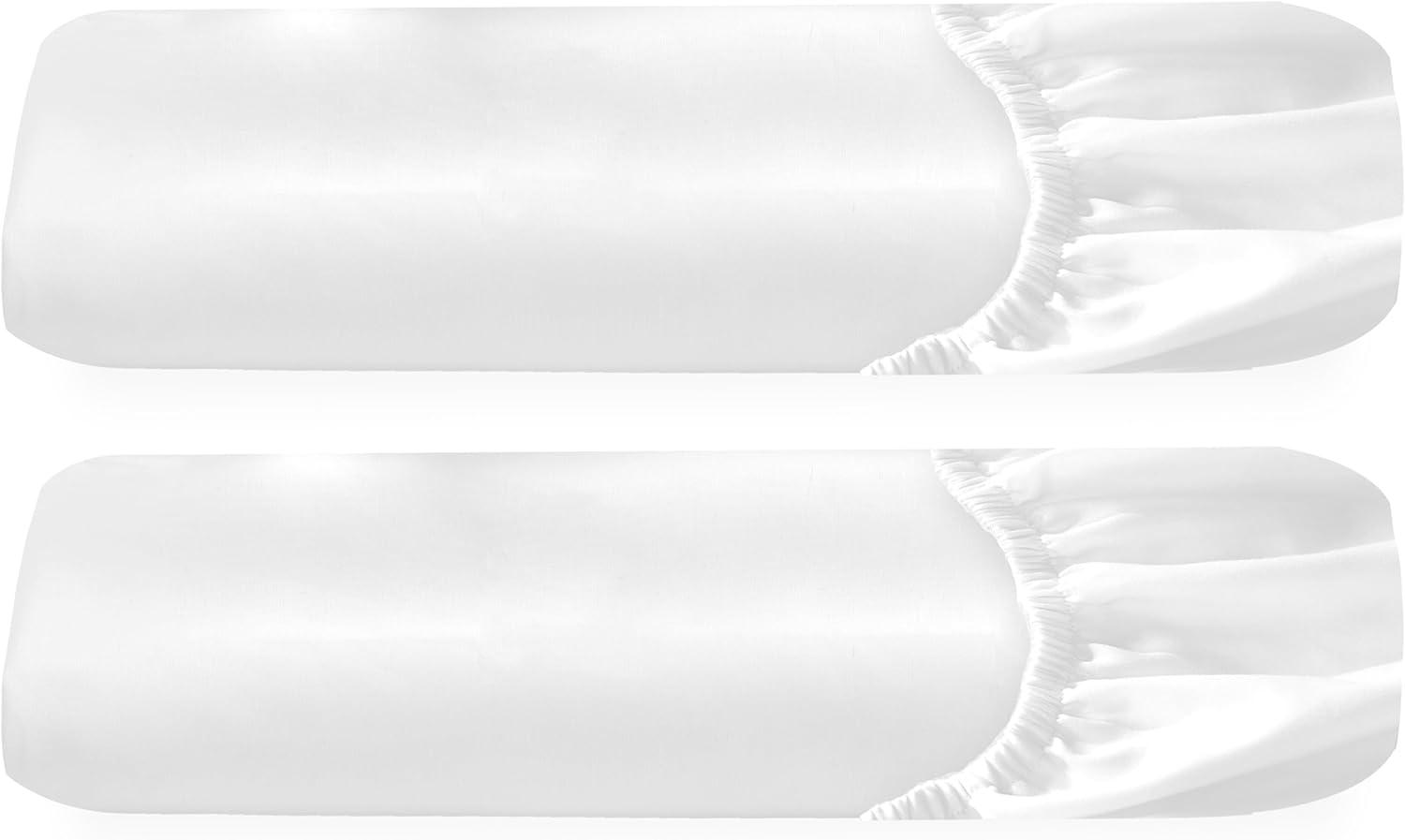 California Design Den 2-Pack 100% Organic Cotton Fitted Sheet Queen Size, Cooling Percale Weave, Lightweight & Crisp With Snug-Fit, Queen Deep Pocket Fitted Sheet Only -Bright White