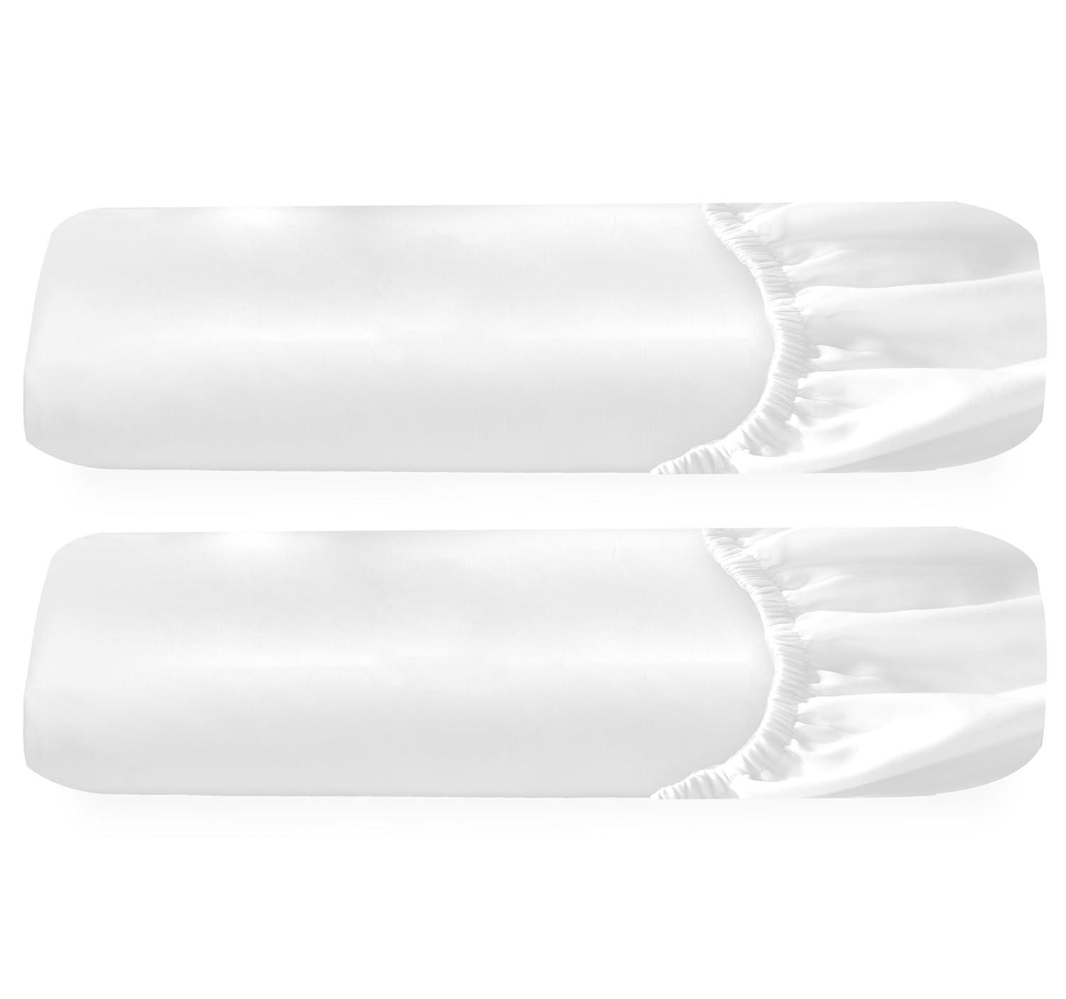 California Design Den 2-Pack 100% Organic Cotton Fitted Sheet Queen Size, Cooling Percale Weave, Lightweight & Crisp With Snug-Fit, Queen Deep Pocket Fitted Sheet Only -Bright White