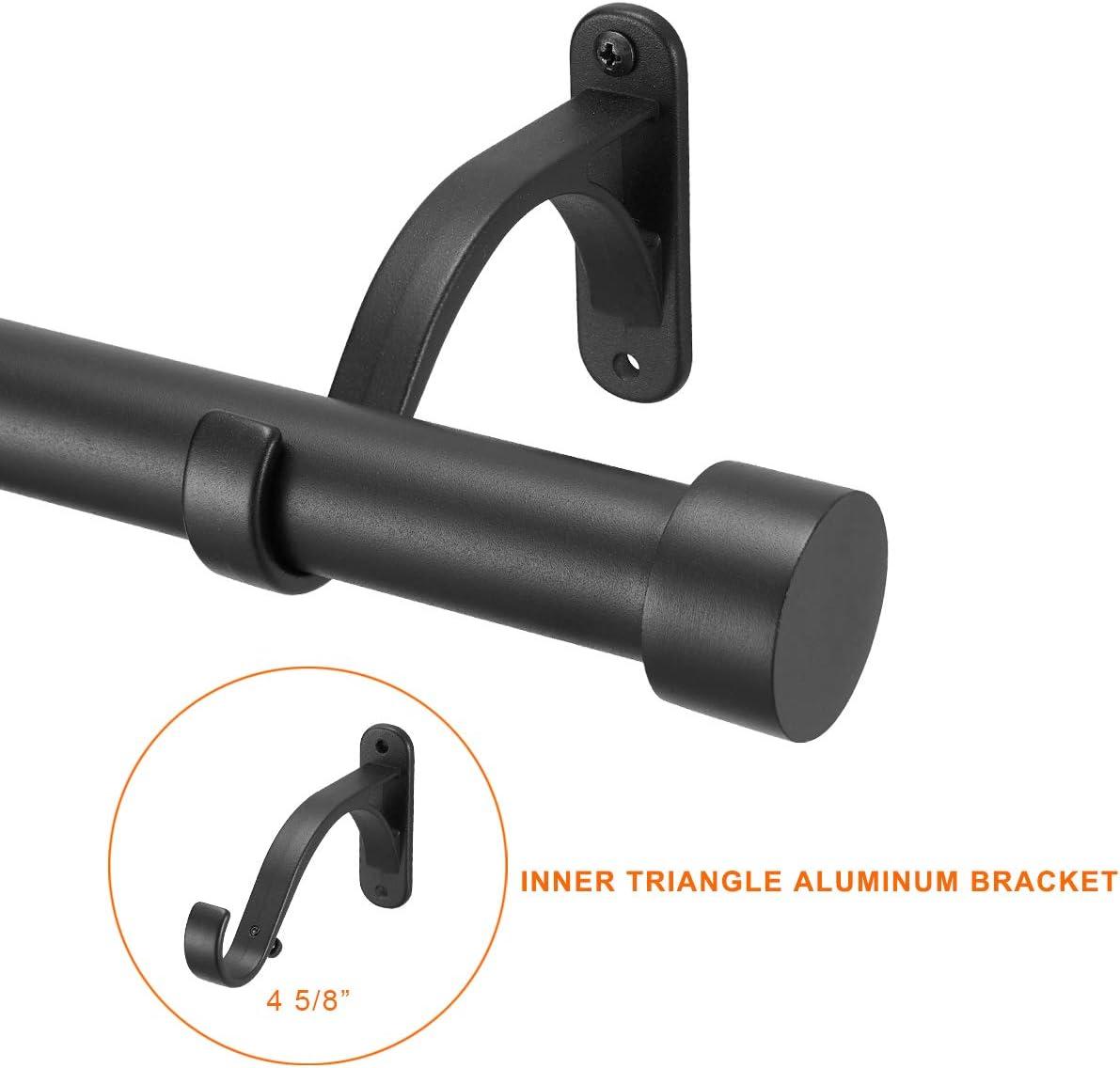 Matte Black Adjustable Curtain Rod with Aluminum Brackets, 16-28 Inches