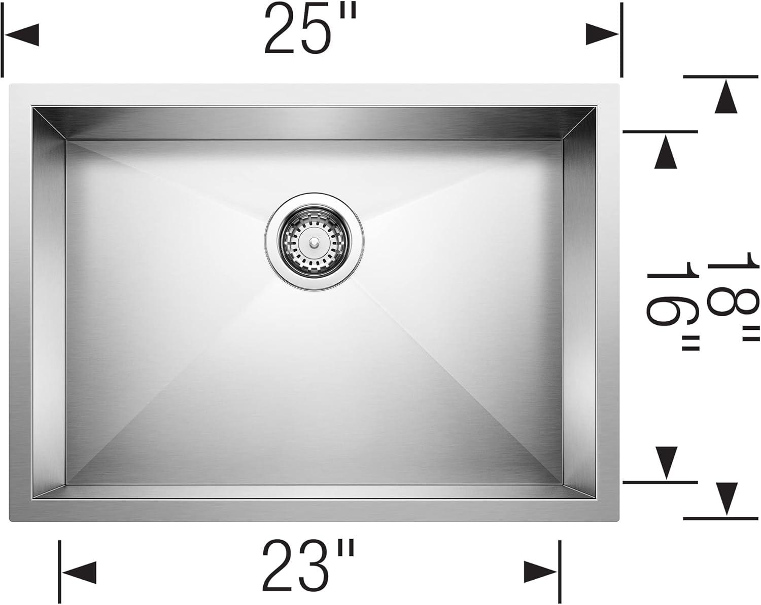 Quatrus 25" L x 18'' W Single Bowl Stainless Steel Undermount Kitchen Sink