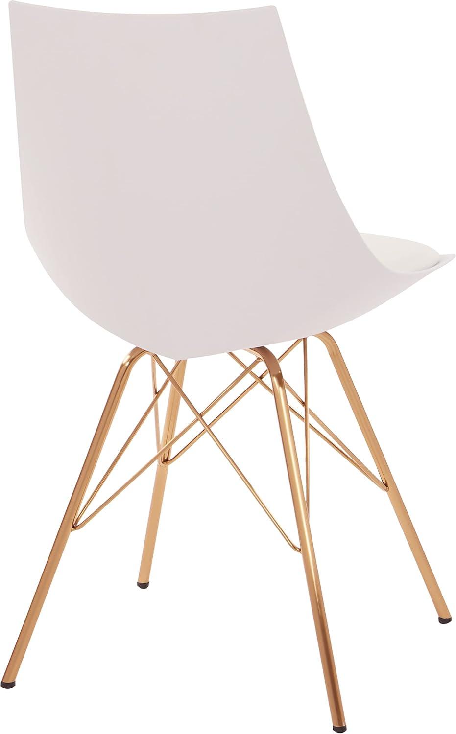 OSP Home Furnishings Oakley Chair in White Faux Leather with Gold Chrome Base