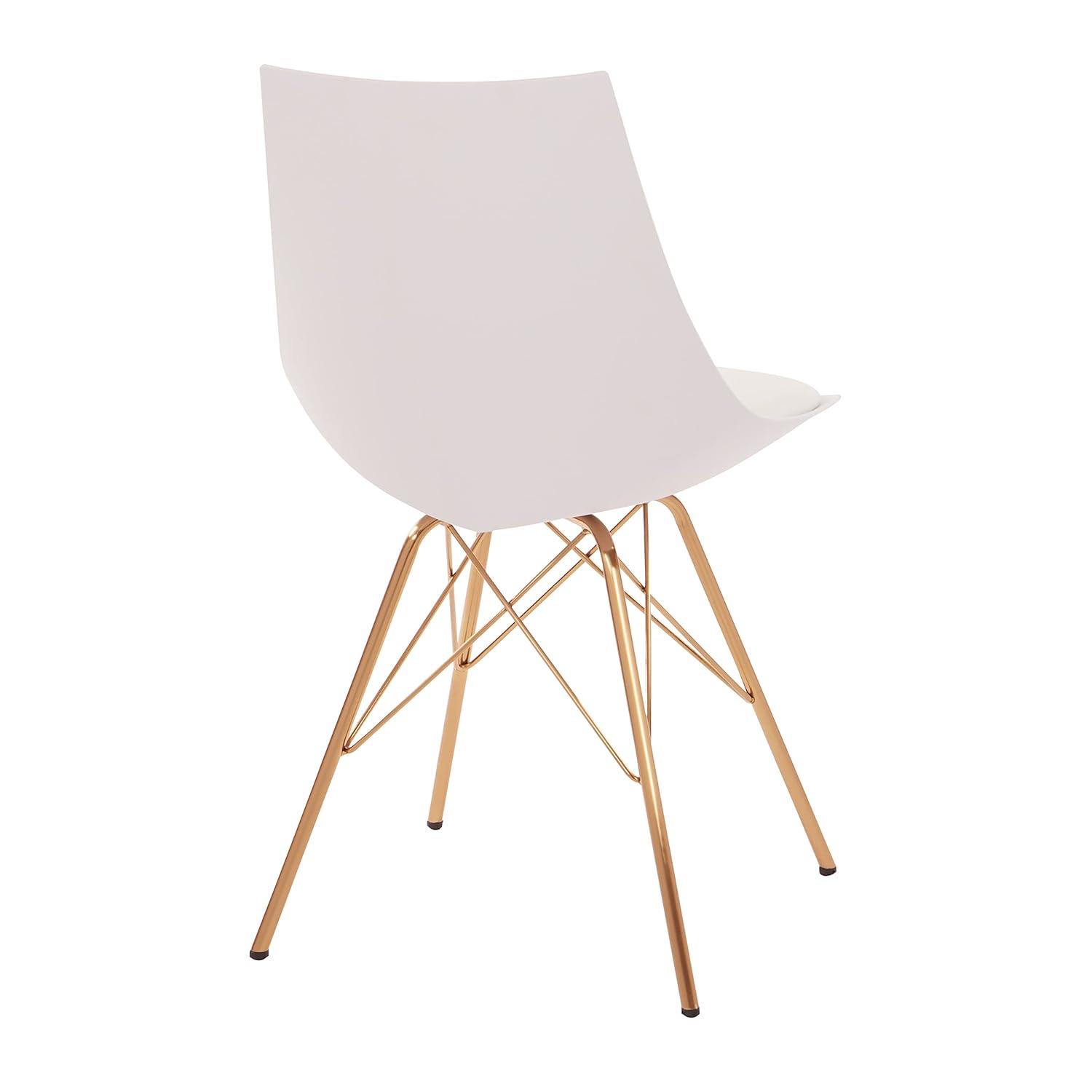 OSP Home Furnishings Oakley Chair White : Polyurethane Upholstery, Metal Legs, Armless Design, 200 lbs Capacity