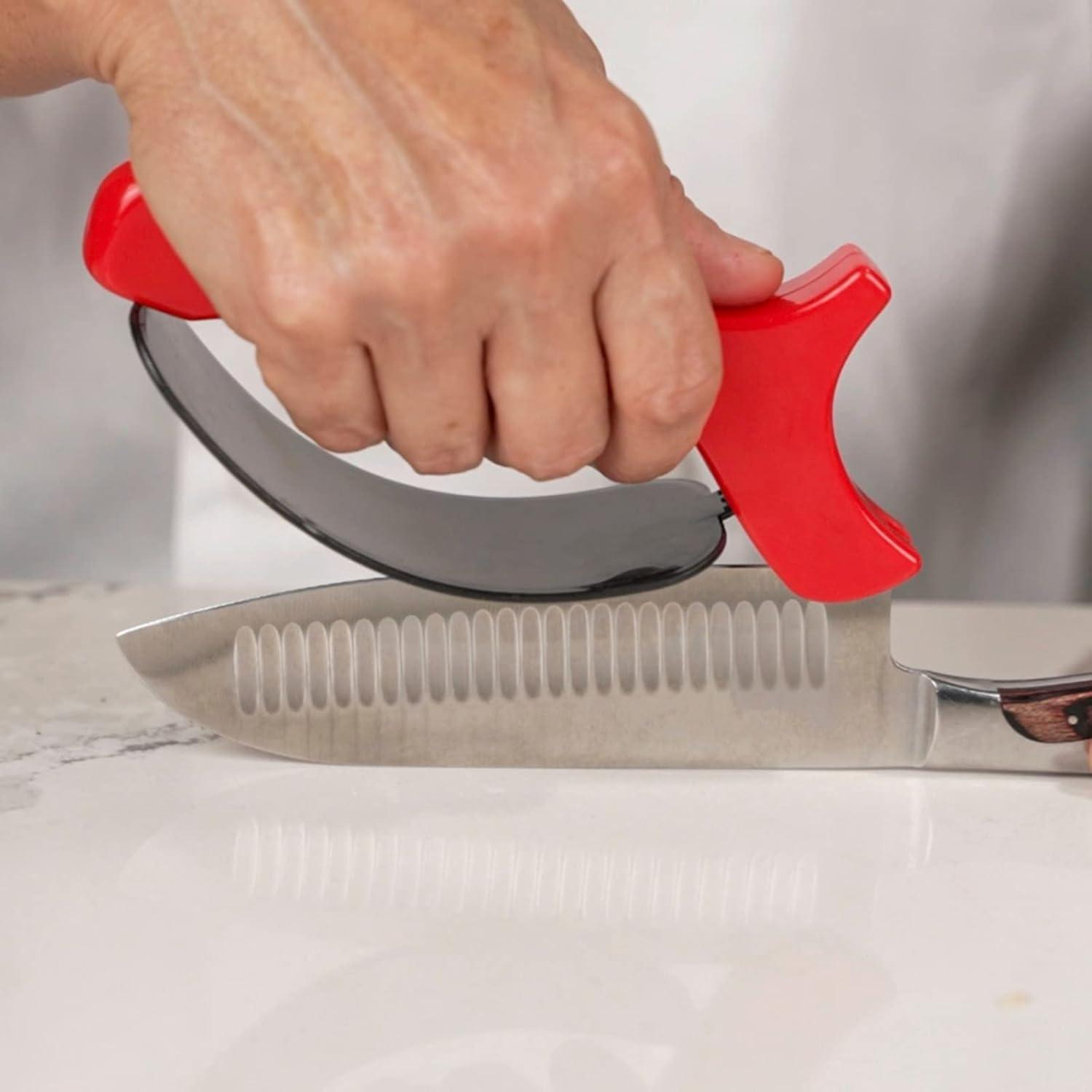 Chef Master Red Handheld Carbide-Tipped Knife Sharpener