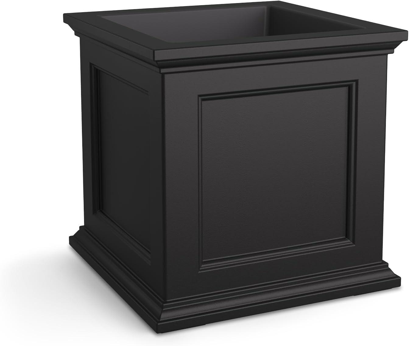 Mayne Fairfield 20x20" Square Traditional Plastic Planter in Black