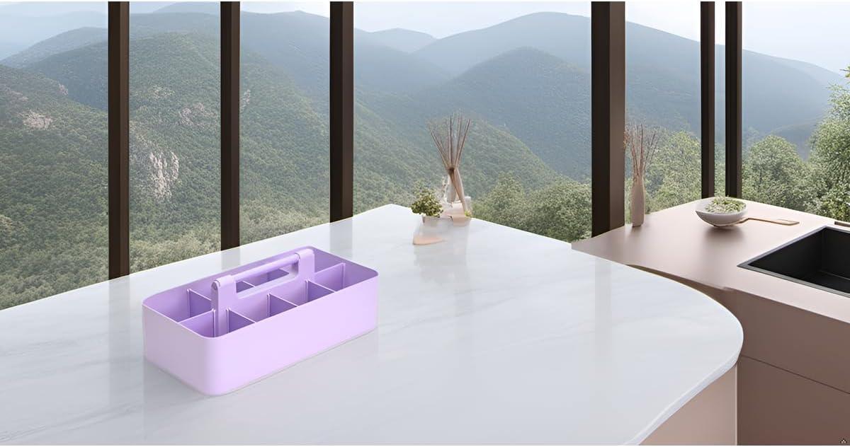 Enjoy Organizer 8-Compartment Desk Organizer & Pencil Holder, Purple, 1 Pack Made in USA