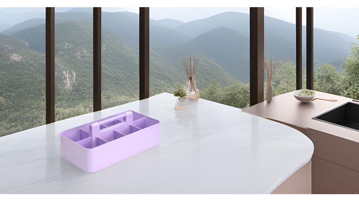 Enjoy Organizer 8-Compartment Desk Organizer & Pencil Holder, Purple, 1 Pack Made in USA