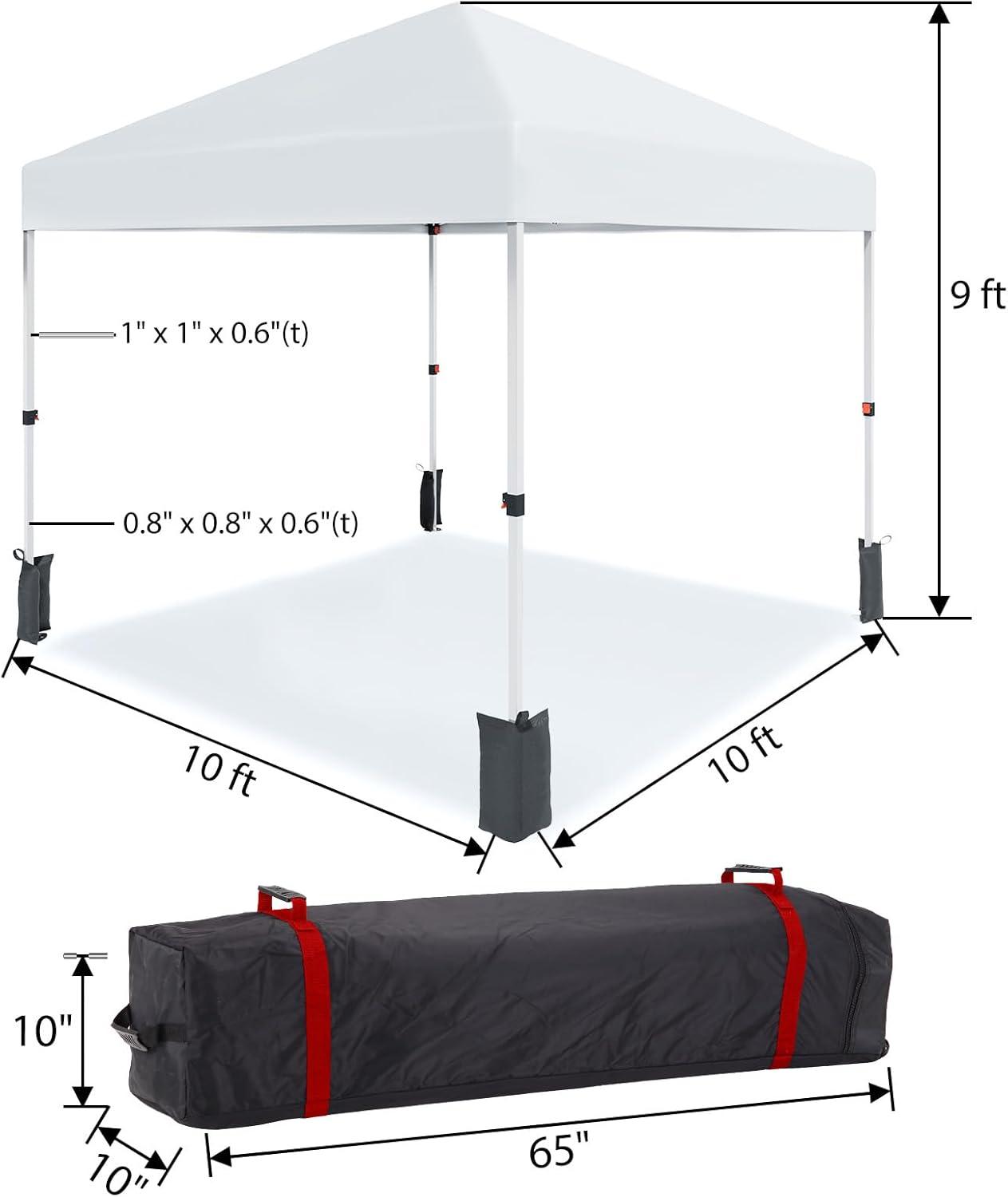 8x8FT White Pop Up Canopy Tent with Wheeled Bag and Sandbags