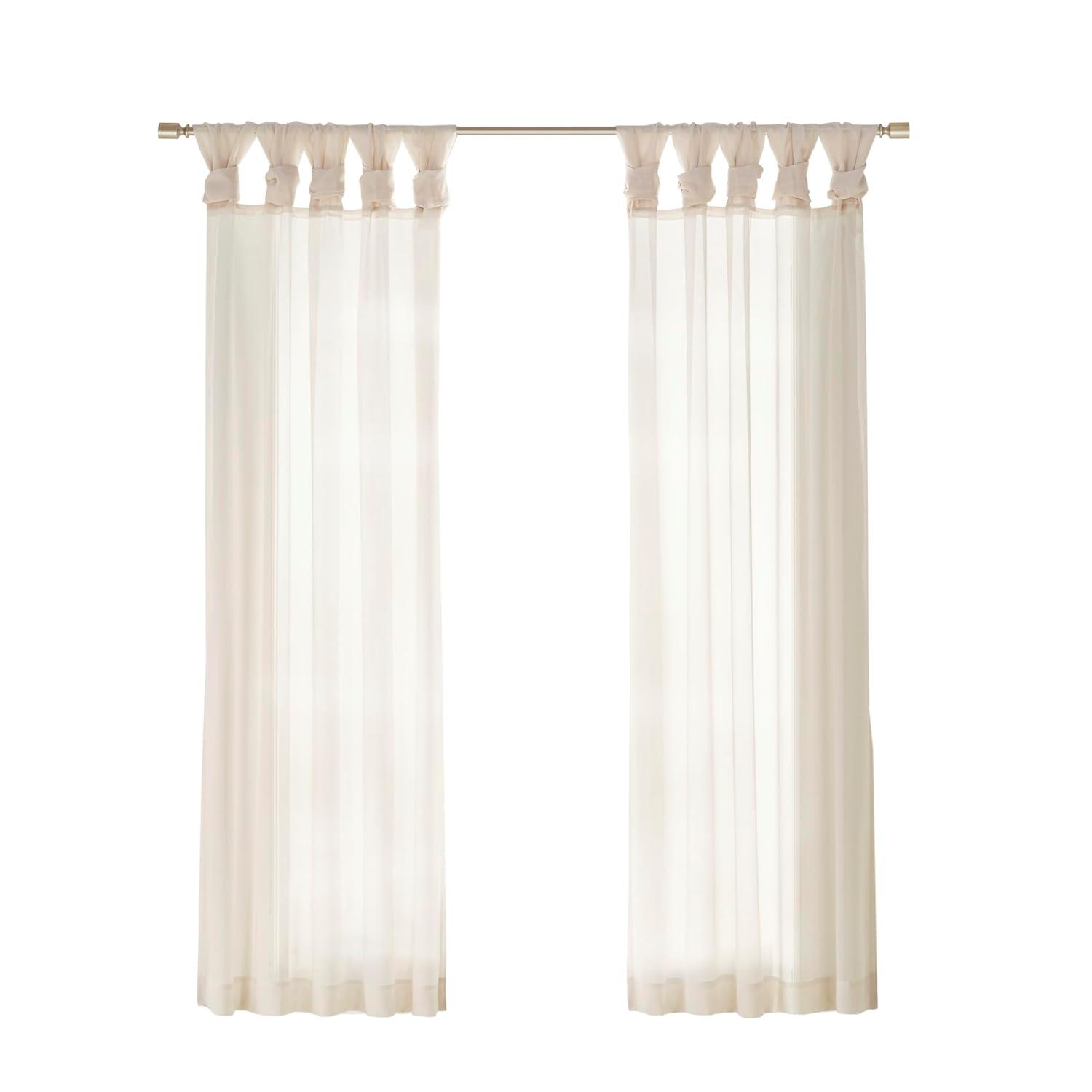 Madison Park Ceres Twisted Tab Voile Sheer Window Pair in Ivory 84" Panel