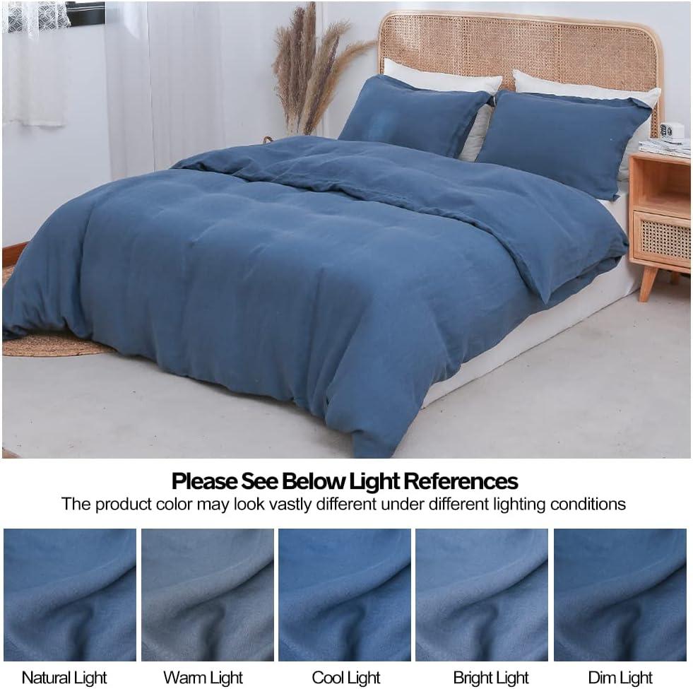 Simple&Opulence 100% Linen Duvet Cover Set with Washed-French Flax-2 Pieces Solid Color Basic Style Bedding Set-Breathable Soft Comforter Cover with 1 Pillowsham(Twin,Linen)