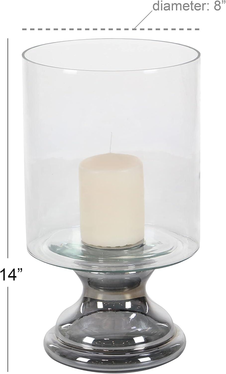 Large Silver Glass Hurricane Candle Lantern