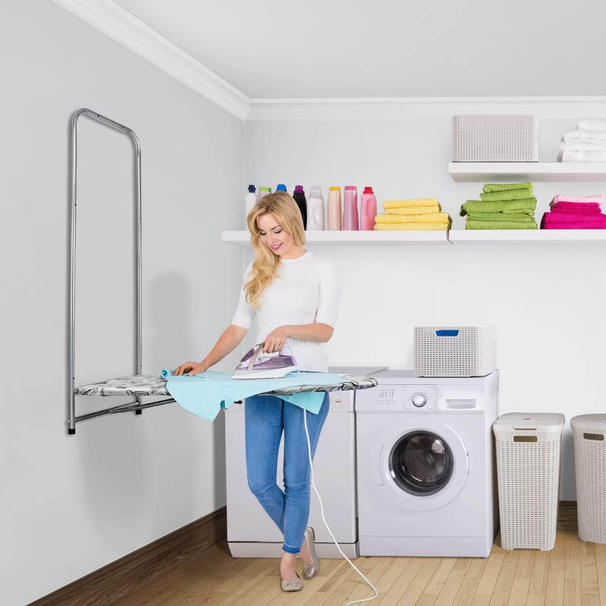 Duwee 14"x38" Wall Mounted and Door Mounted Ironing Board with Heat Resistant Cover